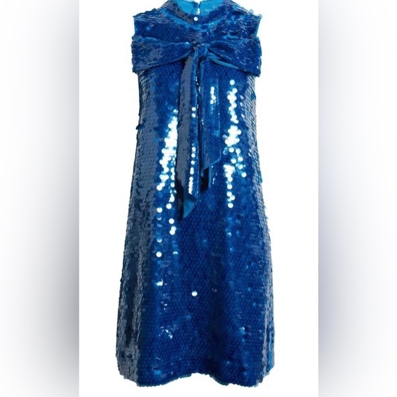 New! CIEBON Anita Bow Paillette Sequin Sleeveless Mini Shift Dress 💙 Small NWT! - Picture 12 of 15